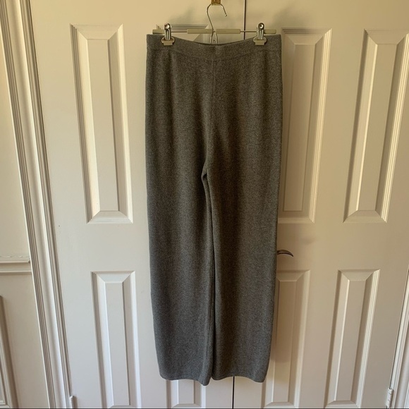 St. John Light Wool-Blend Knit Pants Grey Melange - Picture 2 of 11